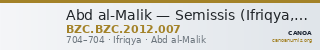 Abd al-Malik — Semissis (Ifriqya, 704) — CANOA