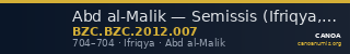 Abd al-Malik — Semissis (Ifriqya, 704) — CANOA