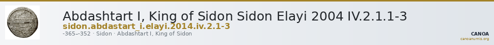 Abdashtart I, King of Sidon Sidon Elayi 2004 IV.2.1.1-3 — CANOA
