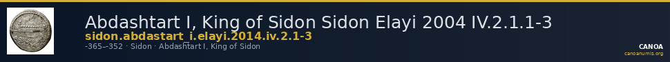 Abdashtart I, King of Sidon Sidon Elayi 2004 IV.2.1.1-3 — CANOA