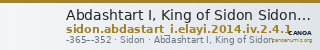 Abdashtart I, King of Sidon Sidon Elayi 2004 IV.2.4.1 — CANOA
