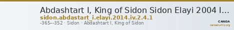 Abdashtart I, King of Sidon Sidon Elayi 2004 IV.2.4.1 — CANOA
