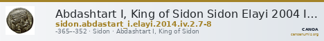 Abdashtart I, King of Sidon Sidon Elayi 2004 IV.2.7-8 — CANOA