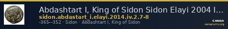 Abdashtart I, King of Sidon Sidon Elayi 2004 IV.2.7-8 — CANOA
