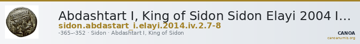 Abdashtart I, King of Sidon Sidon Elayi 2004 IV.2.7-8 — CANOA