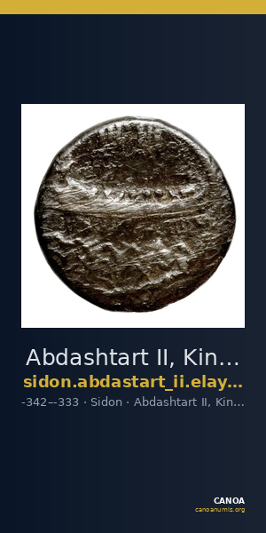 Abdashtart II, King of Sidon Sidon Elayi 2004 IV.5.1-3 — CANOA