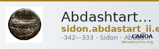 Abdashtart II, King of Sidon Sidon Elayi 2004 IV.5.1-3 — CANOA