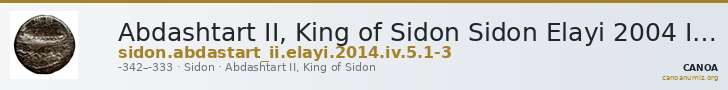 Abdashtart II, King of Sidon Sidon Elayi 2004 IV.5.1-3 — CANOA