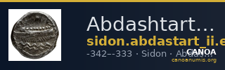 Abdashtart II, King of Sidon Sidon Elayi 2004 IV.5.4 — CANOA