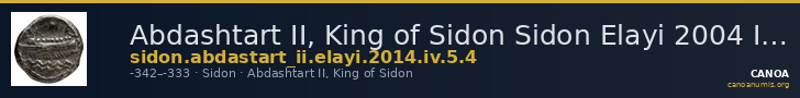 Abdashtart II, King of Sidon Sidon Elayi 2004 IV.5.4 — CANOA