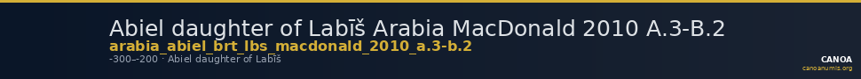 Abiel daughter of Labīš Arabia MacDonald 2010 A.3-B.2 — CANOA