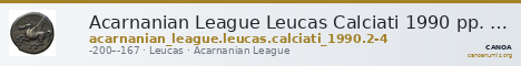 Acarnanian League Leucas Calciati 1990 pp. 545-6, 2-4 — CANOA