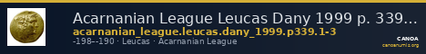 Acarnanian League Leucas Dany 1999 p. 339, 1-3 — CANOA