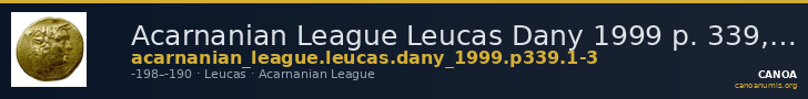 Acarnanian League Leucas Dany 1999 p. 339, 1-3 — CANOA