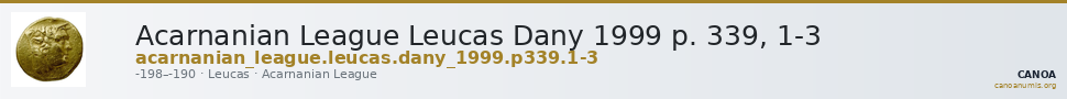Acarnanian League Leucas Dany 1999 p. 339, 1-3 — CANOA