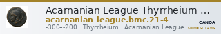 Acarnanian League Thyrrheium BMC Acarnania 21-24 — CANOA