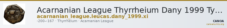 Acarnanian League Thyrrheium Dany 1999 Type XI — CANOA