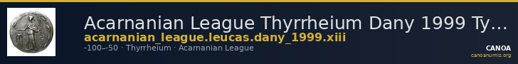 Acarnanian League Thyrrheium Dany 1999 Type XIII — CANOA