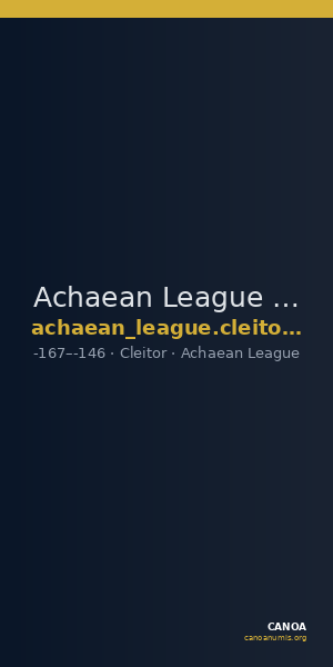 Achaean League Cleitor Benner 2008 Kleitor 1-2 — CANOA