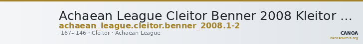 Achaean League Cleitor Benner 2008 Kleitor 1-2 — CANOA