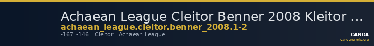 Achaean League Cleitor Benner 2008 Kleitor 1-2 — CANOA