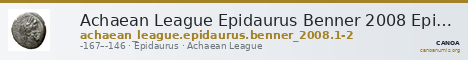 Achaean League Epidaurus Benner 2008 Epidauros 1-2 — CANOA