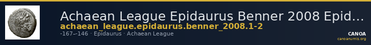 Achaean League Epidaurus Benner 2008 Epidauros 1-2 — CANOA