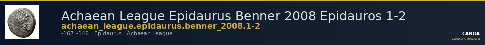 Achaean League Epidaurus Benner 2008 Epidauros 1-2 — CANOA
