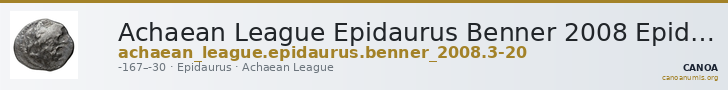 Achaean League Epidaurus Benner 2008 Epidauros 3-20 — CANOA