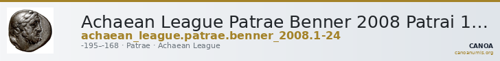 Achaean League Patrae Benner 2008 Patrai 1-24 — CANOA