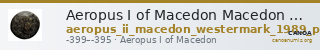 Aeropus I of Macedon Macedon Westermark 1989 P. 310, B3 — CANOA