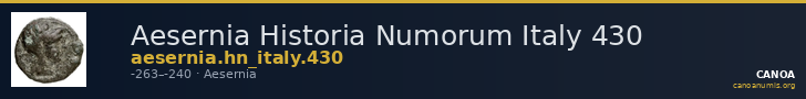 Aesernia Historia Numorum Italy 430 — CANOA