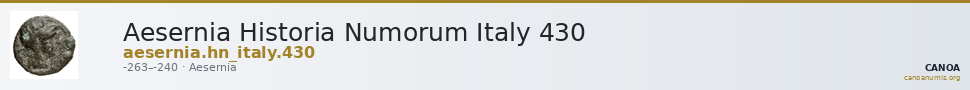 Aesernia Historia Numorum Italy 430 — CANOA