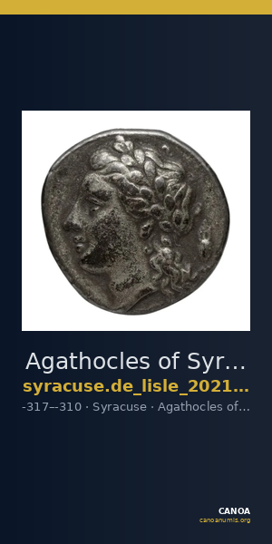 Agathocles of Syracuse Syracuse De Lisle 2021 E1 — CANOA