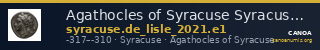 Agathocles of Syracuse Syracuse De Lisle 2021 E1 — CANOA