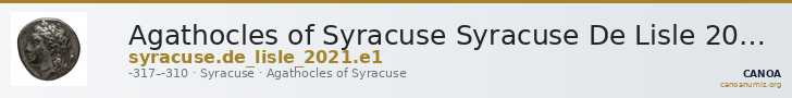 Agathocles of Syracuse Syracuse De Lisle 2021 E1 — CANOA
