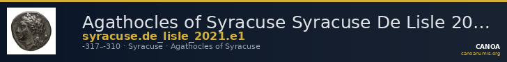Agathocles of Syracuse Syracuse De Lisle 2021 E1 — CANOA