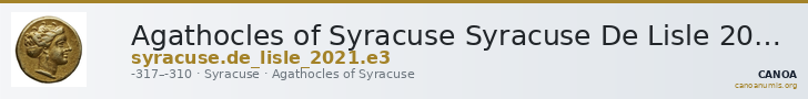 Agathocles of Syracuse Syracuse De Lisle 2021 E3 — CANOA