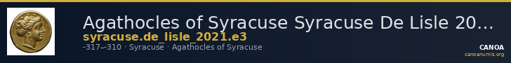 Agathocles of Syracuse Syracuse De Lisle 2021 E3 — CANOA