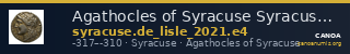 Agathocles of Syracuse Syracuse De Lisle 2021 E4 — CANOA