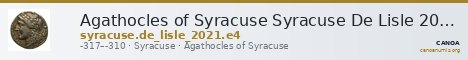 Agathocles of Syracuse Syracuse De Lisle 2021 E4 — CANOA
