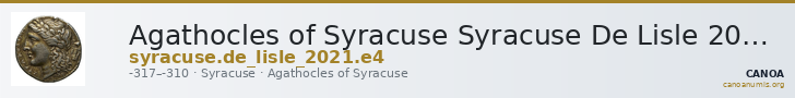 Agathocles of Syracuse Syracuse De Lisle 2021 E4 — CANOA