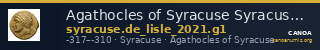 Agathocles of Syracuse Syracuse De Lisle 2021 G1 — CANOA
