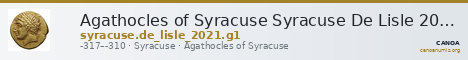 Agathocles of Syracuse Syracuse De Lisle 2021 G1 — CANOA