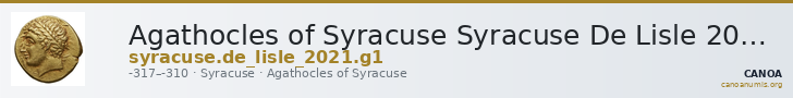 Agathocles of Syracuse Syracuse De Lisle 2021 G1 — CANOA