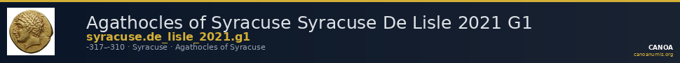 Agathocles of Syracuse Syracuse De Lisle 2021 G1 — CANOA