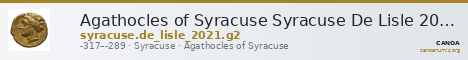 Agathocles of Syracuse Syracuse De Lisle 2021 G2 — CANOA