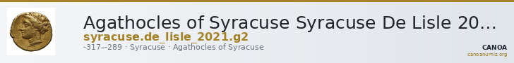 Agathocles of Syracuse Syracuse De Lisle 2021 G2 — CANOA