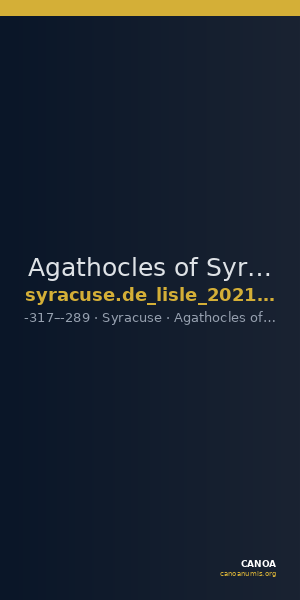 Agathocles of Syracuse Syracuse De Lisle 2021 G3 — CANOA
