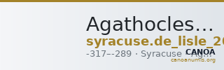 Agathocles of Syracuse Syracuse De Lisle 2021 G3 — CANOA